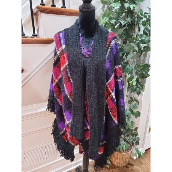 Lauren Ralph Lauren Sweaters - Lauren Ralph Lauren Women's Multi Plaid Acrylic Open Front Cardigan Sweater Sz L